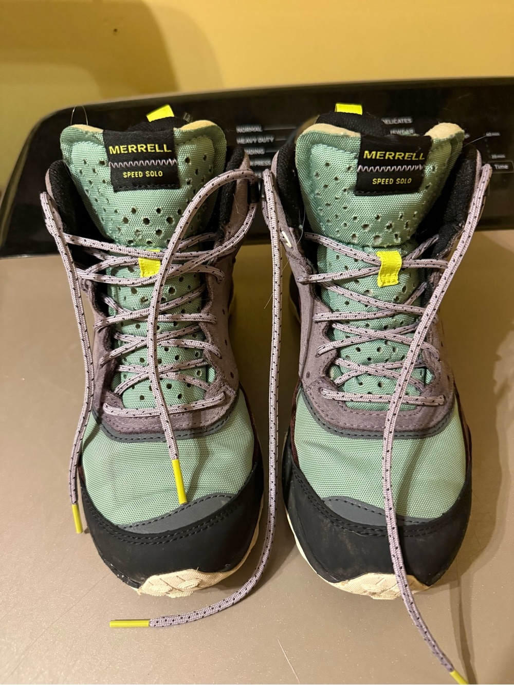 Merrell Women’s Mint Green and Gray Speed Solo Hiking Boots